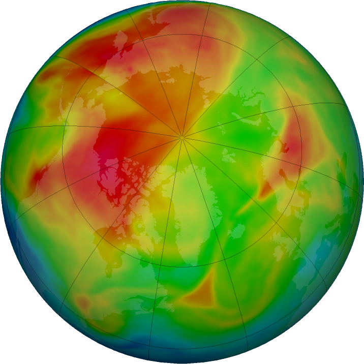 Arctic ozone map for 02 February 2021